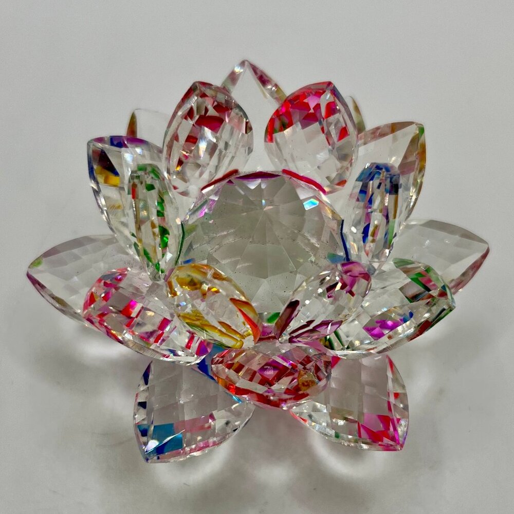 Rainbow Cut Crystal Lotus Paper Weight by Yiwu Springrose Household Co., Ltd. - Picture 3 of 5